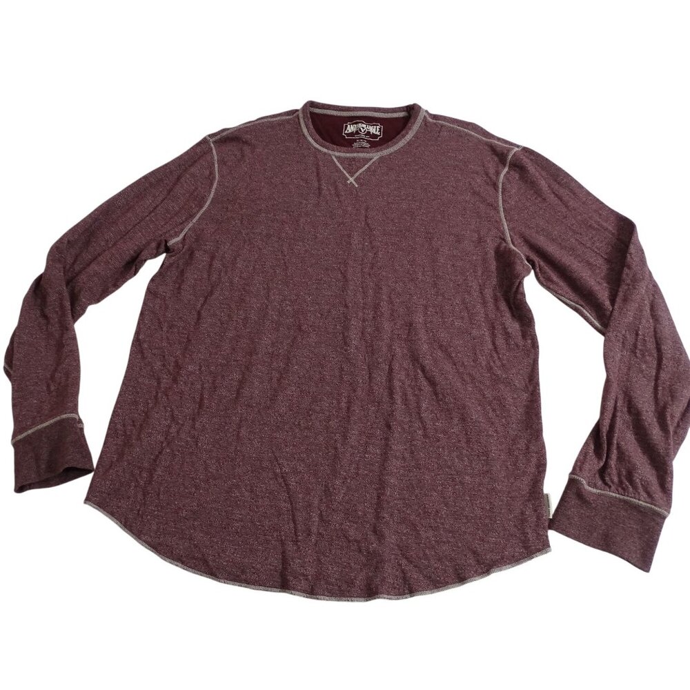 American Eagle Men Long Sleeve Maroon Red Space Dye Shirt Size M Casual Crewneck